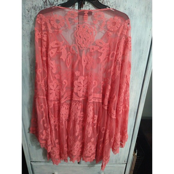 Lane Bryant Flared Embroidered Sheer Floral Top 26/28 Boho Feminine Cottagecore - Picture 3 of 10